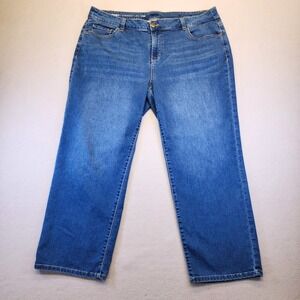 Avenue Denim Straight Leg Jeans Womens 20P Medium Wash Blue Plus Petite Stretch